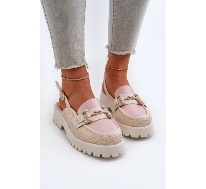 Dámské sandály na ploché podrážce s ozdobou béžové D&A MR38-656