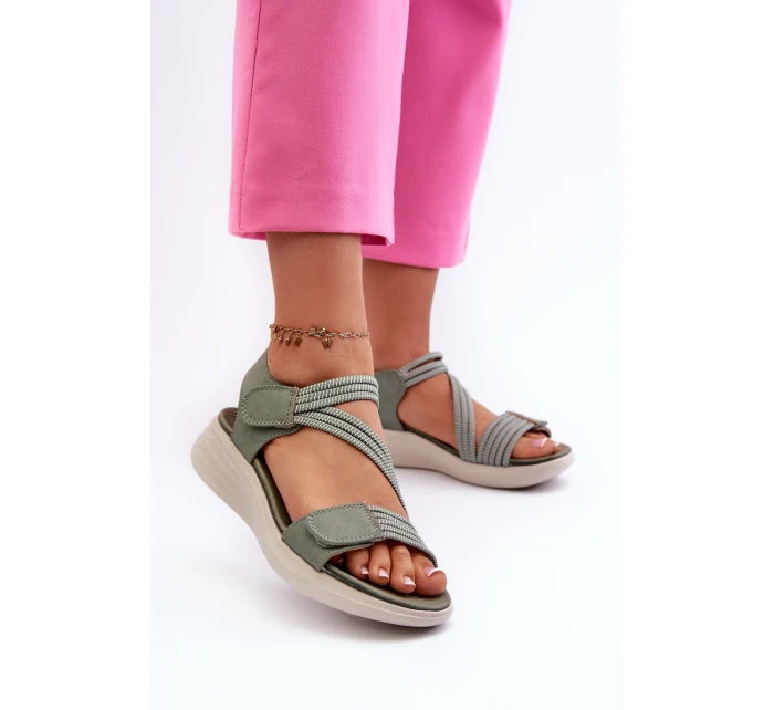 Dámské pohodlné sandály na suchý zip zelené Eladora Dámské pohodlné sandály na suchý zip zelené Eladora