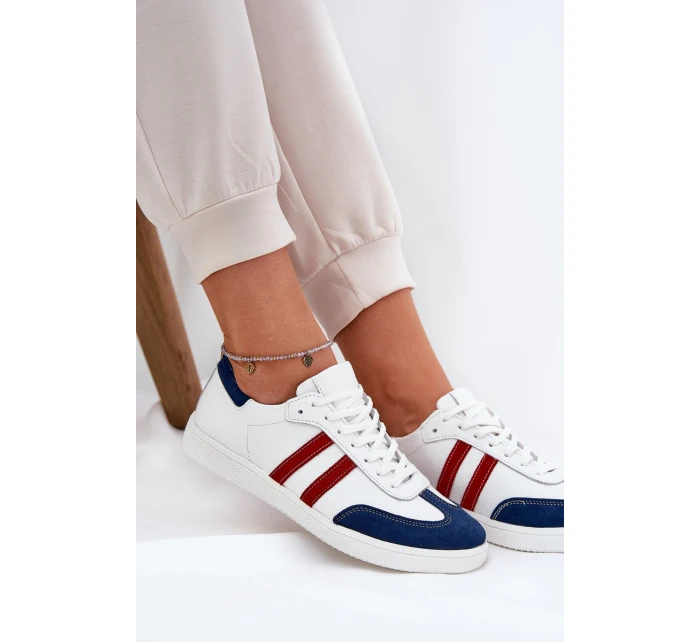 Zazoo N1068 Kožené Nízké Tenisky Dámské Bílá-Námořnická Modrá Zazoo N1068 Kožené Nízké Tenisky Dámské Bílá-Námořnická Modrá