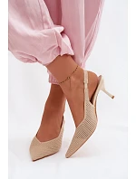 Dámské sandály z síťoviny na podpatku Béžové Emiliana Dámské sandály z síťoviny na podpatku Béžové Emiliana