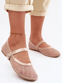 Síťové baleríny s páskem Béžové Gaia