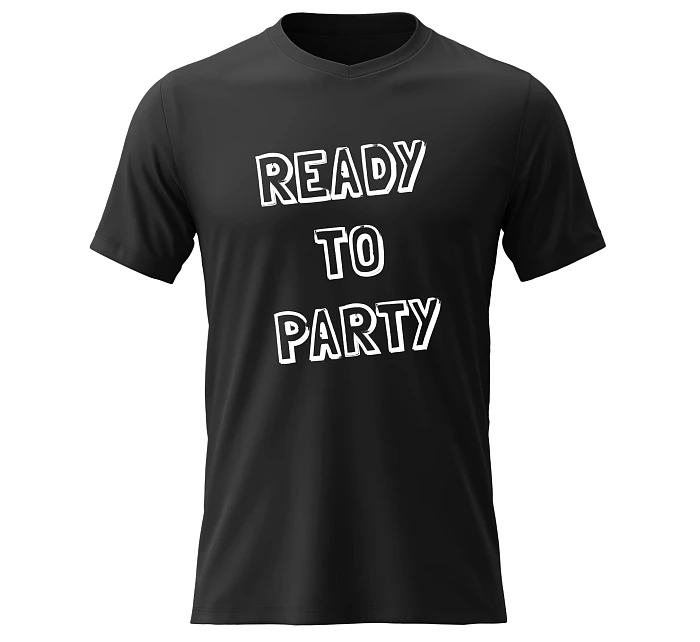 Dámské bavlněné tričko s potiskem - READY TO PARTY - černé