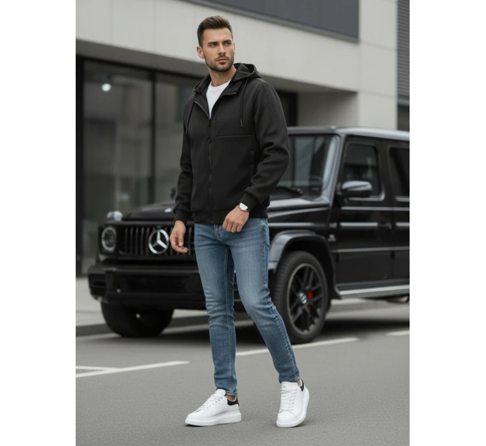 Pánská přechodná bunda s kapucí černá FashionStreet TX5016 Pánská přechodná bunda s kapucí černá FashionStreet TX5016