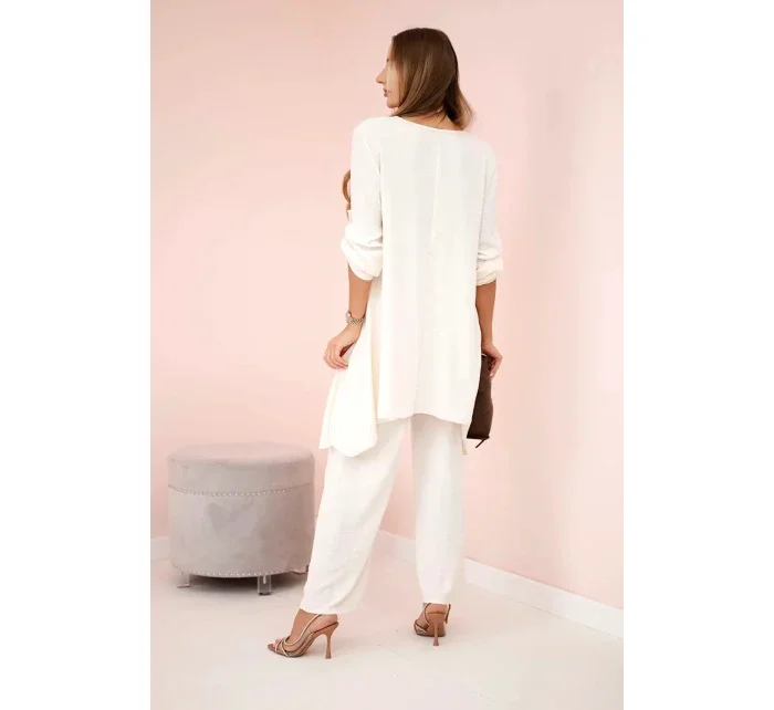 Sada halenky + kalhot s přívěskem světle béžová Sada halenky + kalhot s přívěskem světle béžová