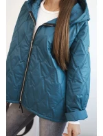 Dámská prošívaná bunda s kapucí mořská