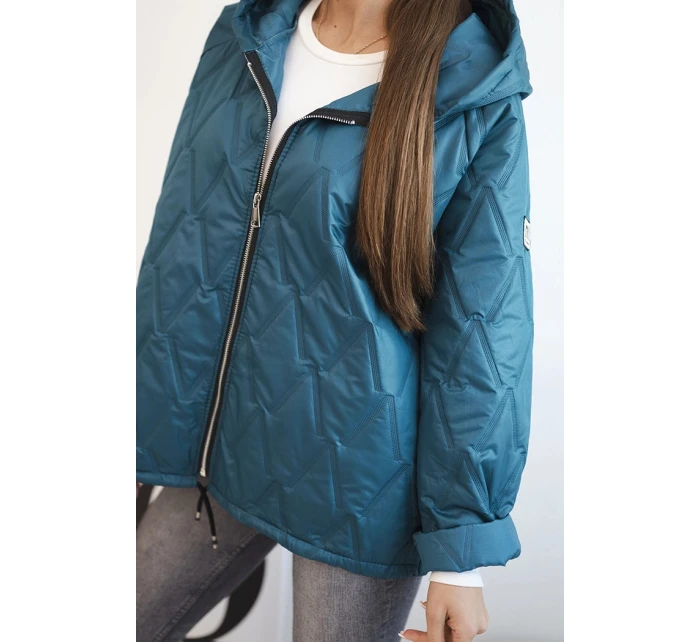 Dámská prošívaná bunda s kapucí mořská