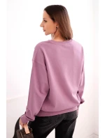 Dámská mikina z model 21494920 bavlny basic s kulatým výstřihem tmavě růžová - K-Fashion