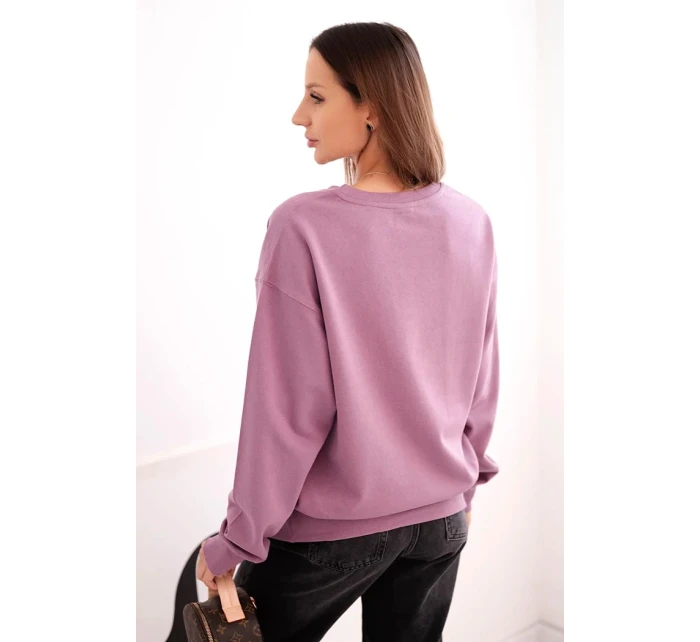 Dámská mikina z model 21494920 bavlny basic s kulatým výstřihem tmavě růžová - K-Fashion