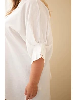 Dámská Plus Size bavlněná košile s knoflíky a límečkem ecru Dámská Plus Size bavlněná košile s knoflíky a límečkem ecru