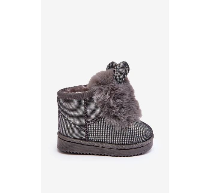 Dětské zimní boty s kožešinovou výplní a ušima šedé Betty