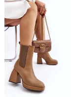 Botky sztyblety na masivním podpatku bežové Ironna