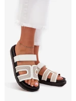 Dámské pantofle na platformě se suchým zipem bílé model 21703973 - Boto Dámské pantofle na platformě se suchým zipem bílé model 21703973 - Boto