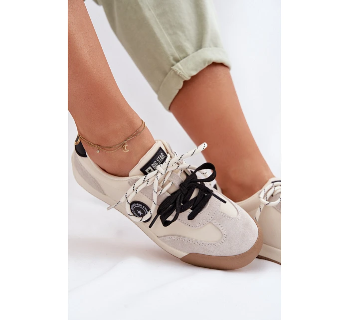 Dámské tenisky s dvojitým šněrováním Big Star model 22042687 Béžové - Big Star Shoes