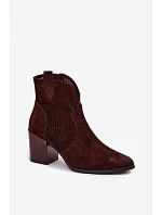 Dámské perforované kotníkové boty model 22100115 Čokoládové - VINCEZA