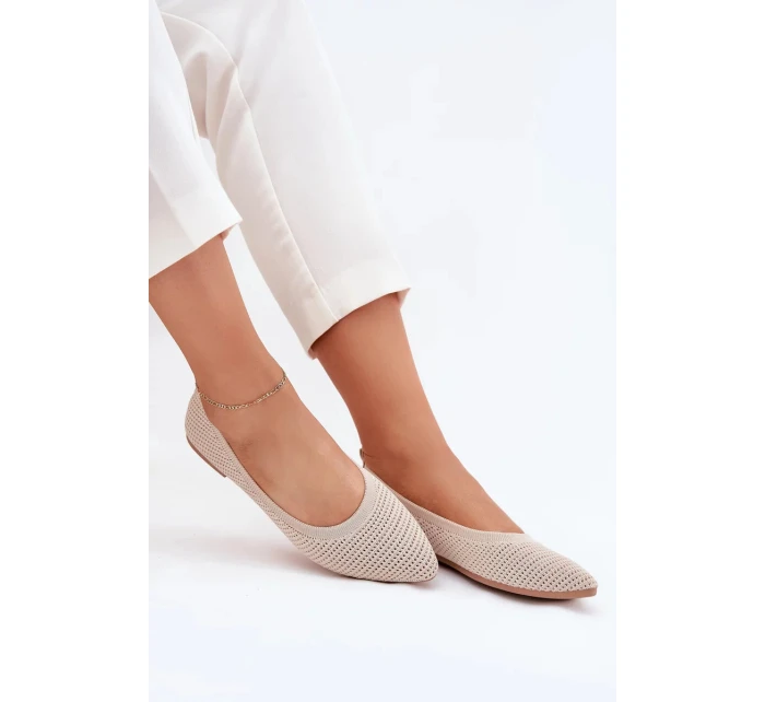 Dámské síťované textilní baleríny model 21836916 – béžové - Kesi