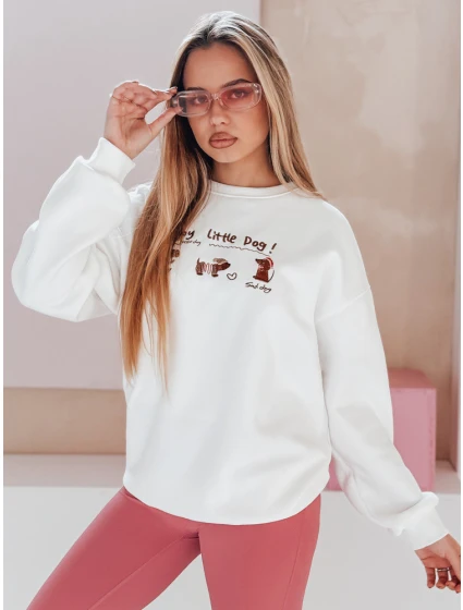 Dámská oversize mikina s jezevčíky JAMNIKOVE bílá FashionStreet BY1498