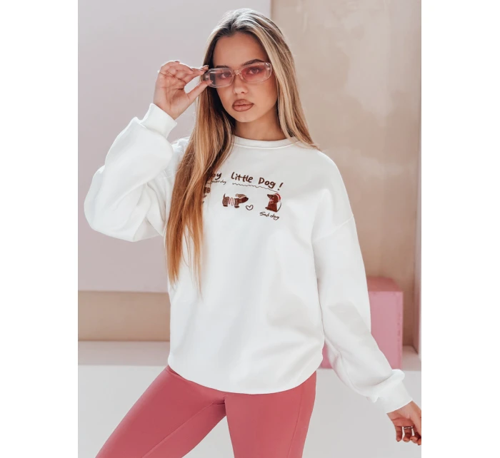 Dámská oversize mikina s jezevčíky JAMNIKOVE bílá FashionStreet BY1498