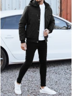 Pánská přechodná prošívaná bunda s kapucí černá FashionStreet TX5037