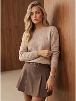Sweter damski z warkoczowym splotem fango FashionStreet MY2676 Sweter damski z warkoczowym splotem fango FashionStreet MY2676