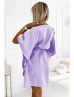 SOFIA dámské šaty ve vřesové barvě se zavazováním v pase model 20273096 - numoco SOFIA dámské šaty ve vřesové barvě se zavazováním v pase model 20273096 - numoco