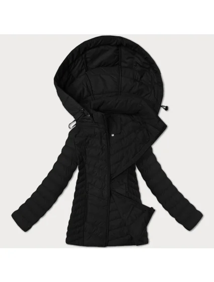 Lehká černá dámská bunda s odepínací kapucí model 21063713 - J.STYLE Lehká černá dámská bunda s odepínací kapucí model 21063713 - J.STYLE