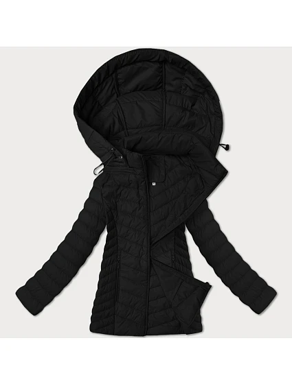 Lehká černá dámská bunda s odepínací kapucí model 21063713 - J.STYLE Lehká černá dámská bunda s odepínací kapucí model 21063713 - J.STYLE