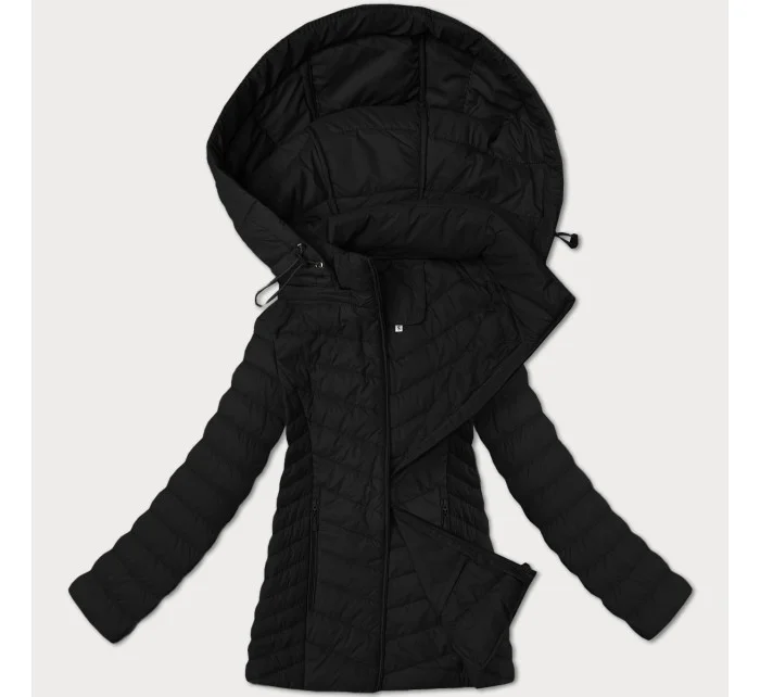 Lehká černá dámská bunda s odepínací kapucí model 21063713 - J.STYLE Lehká černá dámská bunda s odepínací kapucí model 21063713 - J.STYLE