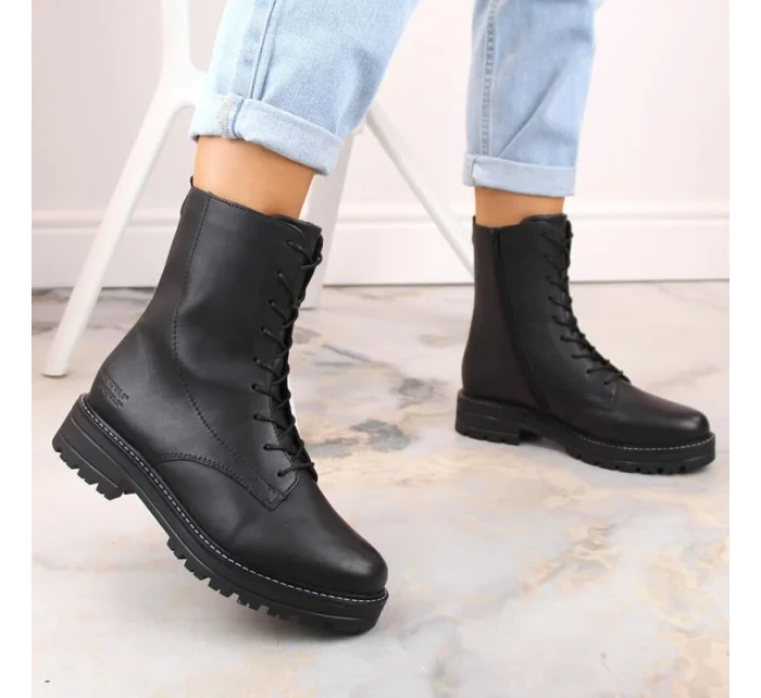 Pohodlné zateplené kožené boty pro ženy Remonte W RKR622 black - Rieker