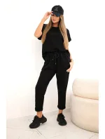 Bavlněný komplet halenka + kalhoty černý Bavlněný komplet halenka + kalhoty černý