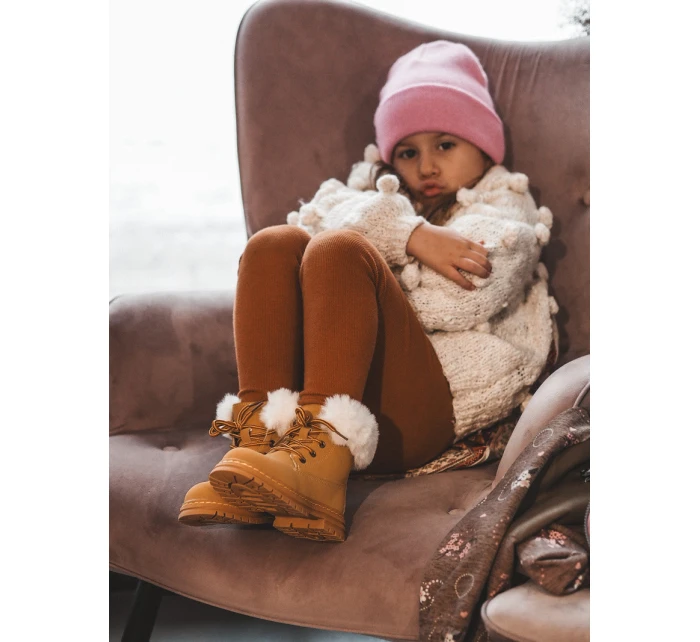 Dětské Trapery Botky na Zip s Kožešinou Camel model 21640125 - Boto