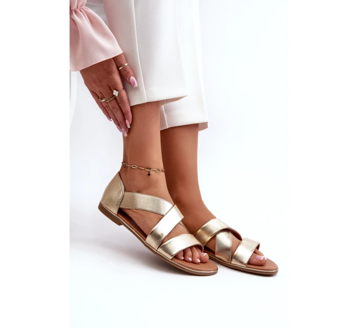 Kožené sandály se šněrováním Zlatá model 21657952 - EVENTO Kožené sandály se šněrováním Zlatá model 21657952 - EVENTO