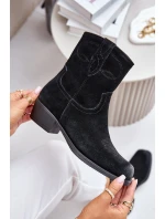 Dámské Zamszové Boty Cowboy Na Nízkém Podpatku Zateplené Sergio Leone BT284-S Černé