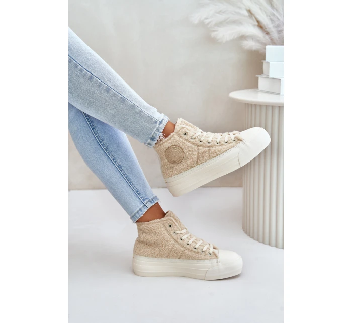Zateplené Dámské Tenisky S Kožíškem Big Star Béžové model 21675253 - Big Star Shoes Zateplené Dámské Tenisky S Kožíškem Big Star Béžové model 21675253 - Big Star Shoes