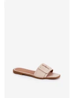 Ploché Dámské Sandály Eko Kožené S Přezkou Béžové model 21689397 - Boto Ploché Dámské Sandály Eko Kožené S Přezkou Béžové model 21689397 - Boto