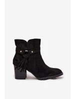 Dámské kozačky na podpatku s třásněmi Černé model 21714357 - Boto