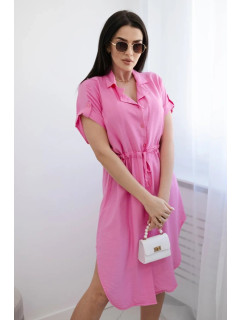 Viskózové šaty se zavazováním v pase světle růžové
