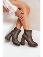 Kotníkové boty na vysokém sloupkovém podpatku z ekologické kůže tmavě zelené Selarae Kotníkové boty na vysokém sloupkovém podpatku z ekologické kůže tmavě zelené Selarae