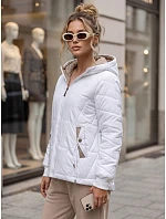 Dámská prošívaná přechodová bunda s kapucí, bílá, FashionStreet TY5781 Dámská prošívaná přechodová bunda s kapucí, bílá, FashionStreet TY5781