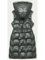 Vypasovaná vesta v khaki barvě s kapucí (B8173-11)