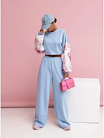 Ležérní souprava s rukávy a širokými nohavicemi modré barvy model 22049177 - Moon