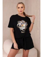 Sada s potiskem new punto halenkové + šortky černý Sada s potiskem new punto halenkové + šortky černý