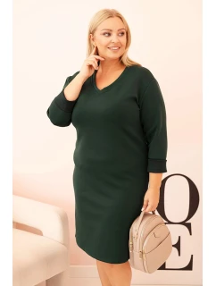 Dámská plus size sukýnka máslová s výstřihem do V a rukávem tmavě zelená