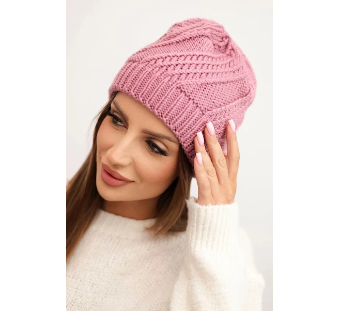 Dámská zimní čepice z vlny K441 tmavě růžová Dámská zimní čepice z vlny K441 tmavě růžová