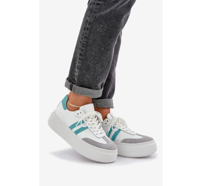 model 21684263 Kožené Nízké Tenisky Dámské Na Platformě Bílé - Zazoo