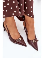 Lakované Lodičky Na Jehlovém Podpatku Se Zlatou Čokoládové model 21704641 - Boto