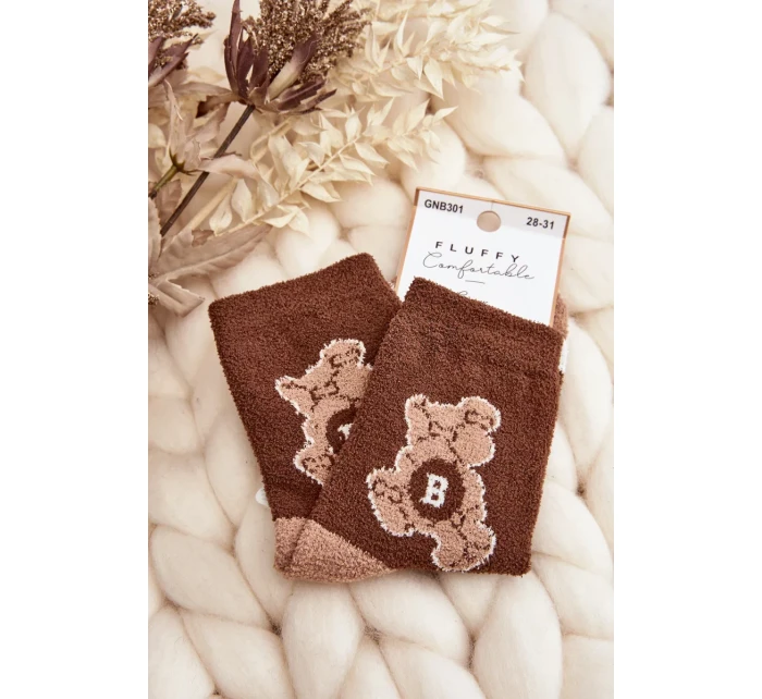 Mládežnické teplé ponožky s medvídkem, hnědé Mládežnické teplé ponožky s medvídkem, hnědé