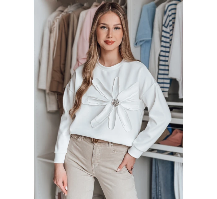 Dámská oversize halenka s květinou ecru Dstreet model 21986562 - FashionStreet