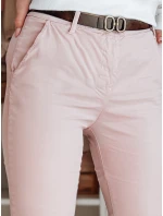 Dámské kalhoty slim fit s páskem LINESKA růžová FashionStreet UY2630