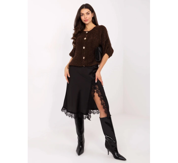 Černá saténová midi sukně s krajkou (3275) Černá saténová midi sukně s krajkou (3275)