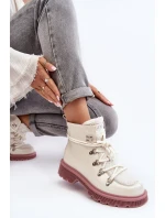 Kožené lesklé boty Trapery Dámské model 21639054 Bílé - Goe